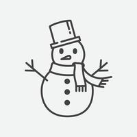 bonhomme de neige avec vecteur de chapeau. modèle d'icône de bonhomme de neige. icône de symbole d'hiver. élément de conception de carte de voeux de noël et du nouvel an. illustration vectorielle