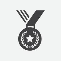 icône de la médaille dans un style branché plat isolé sur fond gris. conception de symbole de médaille, logo, application, interface utilisateur. illustration vectorielle championne. vecteur