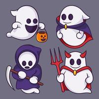 collection de costumes de fantômes mignons illustration vectorielle de personnage d'halloween vecteur