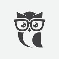 modèle de logo de hibou, création de logo de lunettes de soleil de hibou, conception de mascotte de hibou, vecteur de conception de personnage de hibou