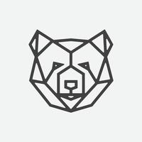 création de logo de tête d'ours géométrique, illustration de conception d'icône linéaire d'ours, création de logo d'ours vecteur