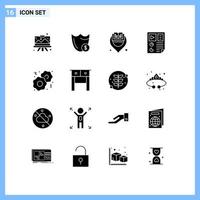 16 icônes créatives signes et symboles modernes de données de page bibliothèque d'apprentissage sécurisé éléments de conception vectoriels modifiables vecteur