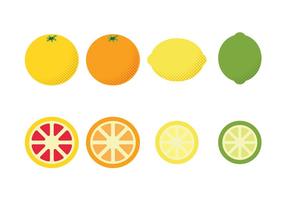 Vecteur d'icônes de fruits plats