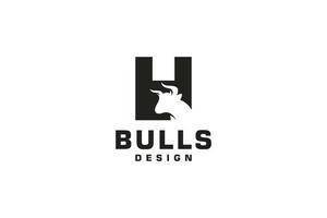 logo lettre h, logo taureau, logo tête de taureau, élément de modèle de conception de logo monogramme vecteur