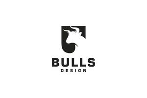logo lettre u, logo taureau, logo tête de taureau, élément de modèle de conception de logo monogramme vecteur