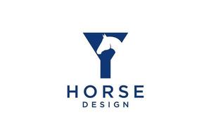 la conception du logo avec la lettre initiale y est combinée avec un symbole de tête de cheval moderne et professionnel vecteur