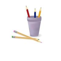 plusieurs crayons de couleur dans un verre. illustration vectorielle vecteur