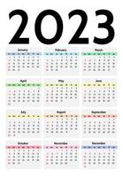 calendrier pour 2023 isolé sur fond blanc. du dimanche au lundi, modèle d'entreprise. illustration vectorielle vecteur