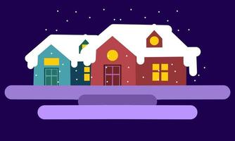 conception d'illustration d'hiver, vue de la maison en hiver, illustration de paysage d'hiver vecteur
