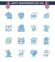 16 usa bleu signes fête de l'indépendance symboles de décoration burger américain usa festival américain modifiable usa day vector design elements