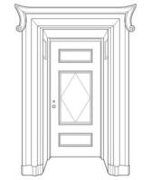 ancien art vectoriel de ligne de porte. vieille porte isolée sur fond blanc. vieille porte dans le vecteur de style art en ligne. pour livre de coloriage