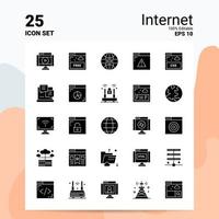 25 jeu d'icônes internet 100 eps modifiables 10 fichiers idées de concept de logo d'entreprise conception d'icône de glyphe solide vecteur