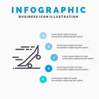 icône de ligne de planche à roulettes de planche à roulettes de conduite rapide avec 5 étapes présentation infographie fond vecteur