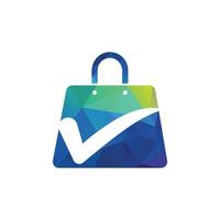 cochez le logo du sac à provisions. icône de sac à provisions pour le logo d'entreprise de boutique en ligne. vecteur