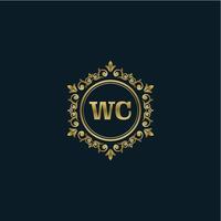 logo lettre wc avec modèle or de luxe. modèle vectoriel de logo d'élégance.