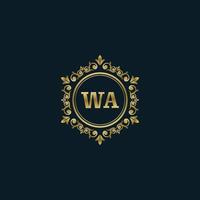 logo lettre wa avec modèle or de luxe. modèle vectoriel de logo d'élégance.