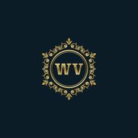 lettre wv logo avec modèle d'or de luxe. modèle vectoriel de logo d'élégance.