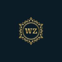 logo lettre wz avec modèle or de luxe. modèle vectoriel de logo d'élégance.