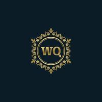 logo lettre wq avec modèle or de luxe. modèle vectoriel de logo d'élégance.