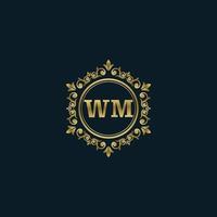 lettre wm logo avec modèle d'or de luxe. modèle vectoriel de logo d'élégance.