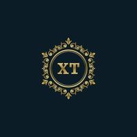 logo lettre xt avec modèle or de luxe. modèle vectoriel de logo d'élégance.