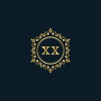 logo lettre xx avec modèle or de luxe. modèle vectoriel de logo d'élégance.