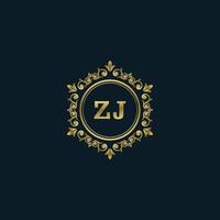 logo lettre zj avec modèle or de luxe. modèle vectoriel de logo d'élégance.