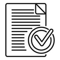 vecteur de contour d'icône de document approuvé. formulaire en ligne