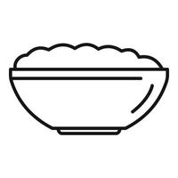 vecteur de contour d'icône de bol de purée de pommes de terre. plat de nourriture