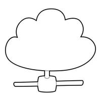 icône de base de données cloud, style de contour vecteur