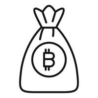 vecteur de contour d'icône de sac d'argent de crypto-monnaie. finances affaires