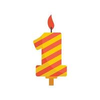 icône de bougie d'anniversaire de première année vecteur isolé plat
