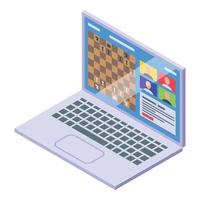 vecteur isométrique d'icône d'échecs pour ordinateur portable. jeu en ligne