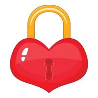 icône de cadenas en forme de coeur, style cartoon vecteur