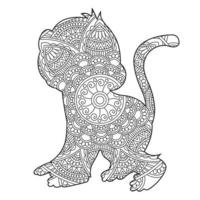 coloriage de mandala de singe pour adultes livre de coloriage animal floral isolé sur fond blanc page de coloriage antistress illustration vectorielle vecteur