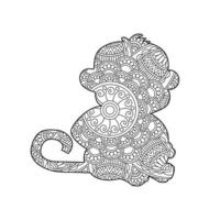 singe mandala coloriage pour adultes floral animal livre de coloriage isolé sur fond blanc antistress coloriage page illustration vectorielle vecteur