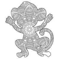 singe mandala coloriage pour adultes floral animal livre de coloriage isolé sur fond blanc antistress coloriage page illustration vectorielle vecteur