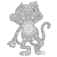 singe mandala coloriage pour adultes floral animal livre de coloriage isolé sur fond blanc antistress coloriage page illustration vectorielle vecteur