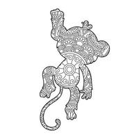 singe mandala coloriage pour adultes floral animal livre de coloriage isolé sur fond blanc antistress coloriage page illustration vectorielle vecteur