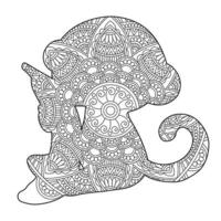 singe mandala coloriage pour adultes floral animal livre de coloriage isolé sur fond blanc antistress coloriage page illustration vectorielle vecteur