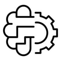 vecteur de contour d'icône de formation cérébrale d'engrenage. réunion de séminaire