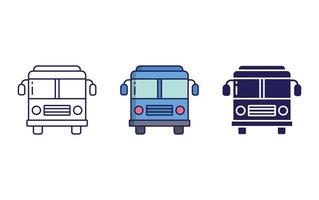 ligne de bus scolaire et icône de glyphe isolées sur fond blanc, illustration vectorielle de véhicule vecteur