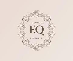 eq initiales lettre collection de logos de monogramme de mariage, modèles minimalistes et floraux modernes dessinés à la main pour cartes d'invitation, réservez la date, identité élégante pour restaurant, boutique, café en image vectorielle vecteur