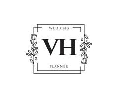 logo féminin vh initial. utilisable pour les logos nature, salon, spa, cosmétique et beauté. élément de modèle de conception de logo vectoriel plat.