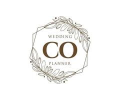 co initiales lettre mariage monogramme logos collection, modèles minimalistes et floraux modernes dessinés à la main pour cartes d'invitation, réservez la date, identité élégante pour restaurant, boutique, café en image vectorielle vecteur