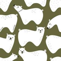 motif vert avec des ours minimalistes blancs dans un style scandinave. modèle vectorielle continue avec des animaux d'hiver vecteur