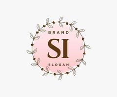 initiale si logo féminin. utilisable pour les logos nature, salon, spa, cosmétique et beauté. élément de modèle de conception de logo vectoriel plat.