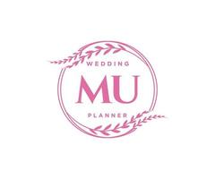 mu initiales lettre mariage monogramme logos collection, modèles minimalistes et floraux modernes dessinés à la main pour cartes d'invitation, réservez la date, identité élégante pour restaurant, boutique, café en image vectorielle vecteur