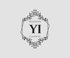 collection de logos de monogramme de mariage lettre initiales yi, modèles minimalistes et floraux modernes dessinés à la main pour cartes d'invitation, réservez la date, identité élégante pour restaurant, boutique, café en image vectorielle vecteur