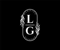 lg initiales lettre collection de logos de monogramme de mariage, modèles minimalistes et floraux modernes dessinés à la main pour cartes d'invitation, réservez la date, identité élégante pour restaurant, boutique, café en image vectorielle vecteur